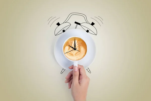커피 컵 시간 시계 개념 스톡 사진