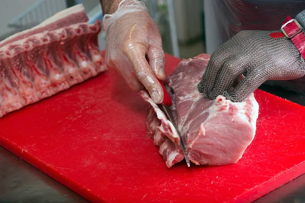 Cortar Carne Carnicería — Foto de Stock