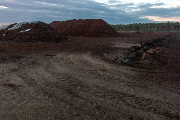 Ukraina Regionu Polesie Pola Torfu Wydobycia Minerału — Zdjęcie stockowe