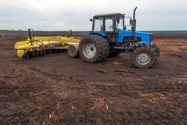 Ukraine Région Polésie Les Champs Tourbe Exploitation Minière Avec Une — Photo