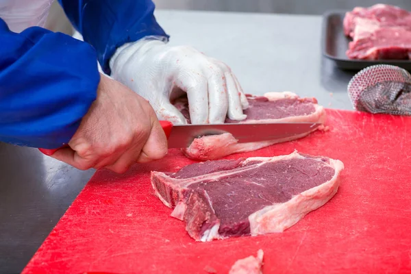 Cortar Carne Carnicería — Foto de Stock