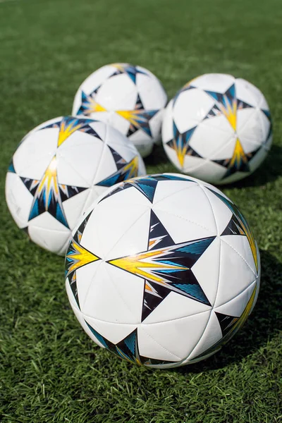 May 2018 Ukraine Champions League Final Soccer Field Balls — Stock Photo, Image