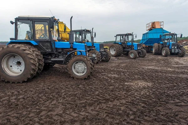 Ukrajina Polesí Region Rašelinových Polí Těžba Speciální Technikou Fosilních — Stock fotografie