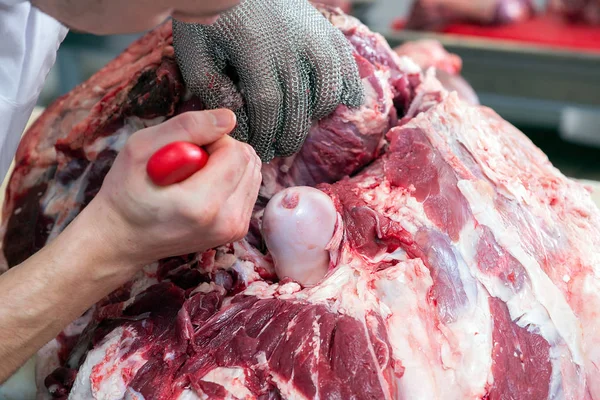 Cortar Carne Carnicería — Foto de Stock