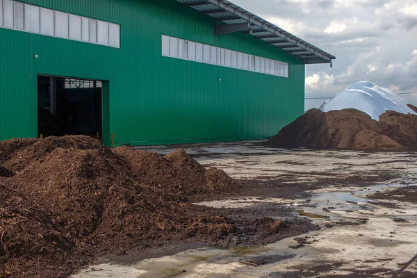 Peat Processing Plant Warehouse Raw Materials Finished Products — Stock Photo, Image