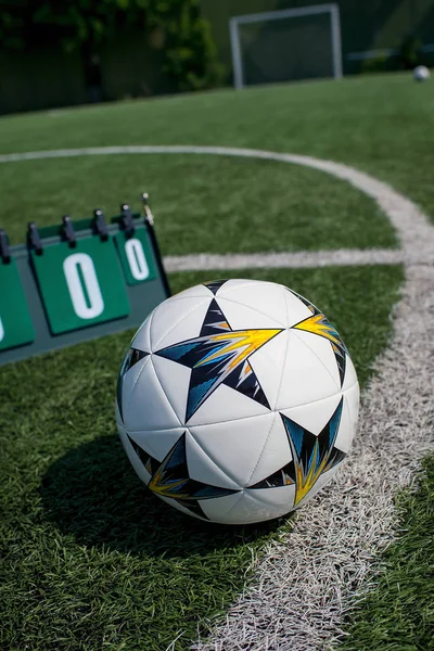 May 2018 Ukraine Champions League Final Soccer Field Balls — Stock Photo, Image