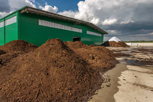 Peat Processing Plant Warehouse Raw Materials Finished Products — Stock Photo, Image