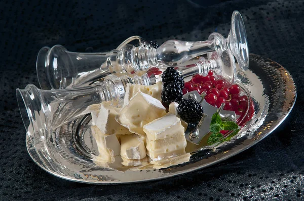 Still Life Soft Cheese Berries — Stock Photo, Image