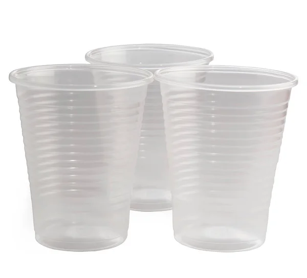 Plastic Disposable Glasses White Background — Stock Photo, Image