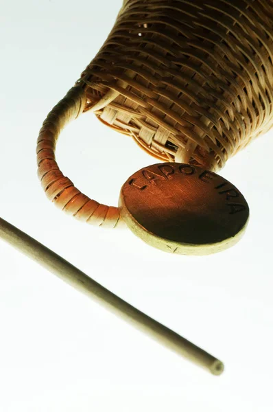 Capoeira musical instruments dobrao caxixi and baqueta — Stock Photo, Image