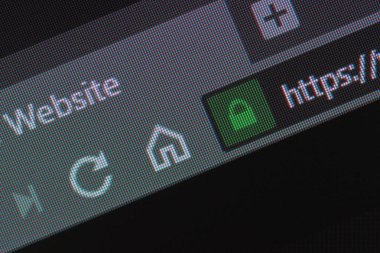 Web tarayıcı closeup güvenli https url ve görünen piksel Lcd üzerinde