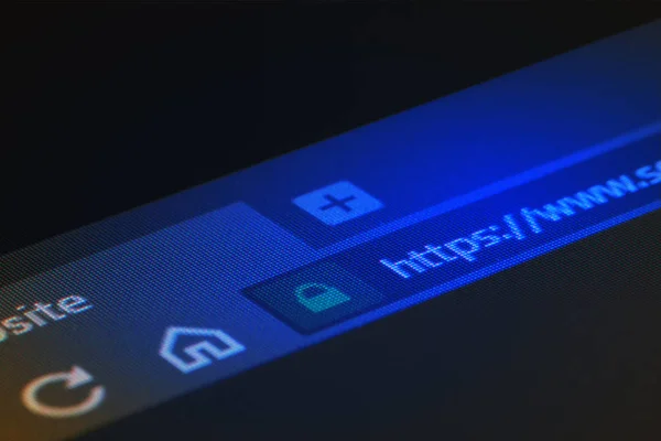 Web tarayıcı closeup Lcd ekran üzerinde https kelime üzerine sığ odaklı