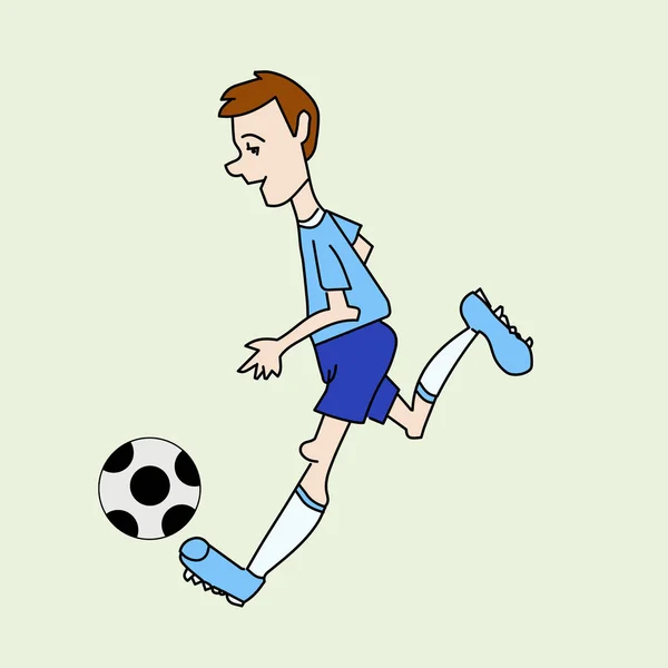Ein Cartoon Fußballer Läuft Dem Ball Hinterher — Stockvektor