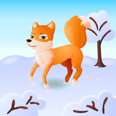 Tilki doğada kış geldi