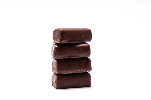 Schokoladenbonbons Auf Weißem Hintergrund Nahaufnahme 2018 — Stockfoto