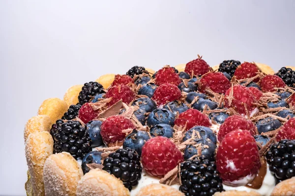 Cake Van Het Fruit Met Bessen Cookies Met Hun Eigen — Stockfoto