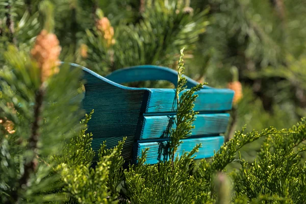 Caja Madera Quemada Azul Para Herramientas Productos 2018 —  Fotos de Stock