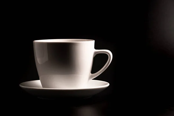 White Cup Saucer Black Background 2018 — Stock Photo, Image