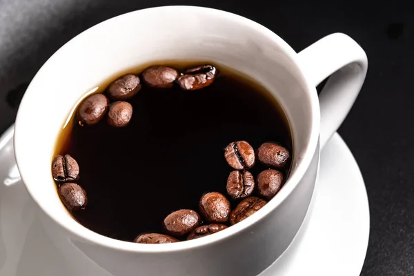 Coffee Grains Cup Coffee Closeup 2018 — Stock Photo, Image