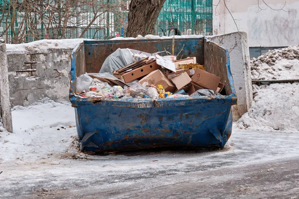 The container with garbage on the street of the city of Moscow 2018