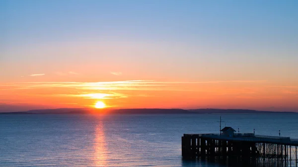 Beautiful Sunrise Sea Bristol Channel Penarth Pier Wales United Kingdom — Stock Photo, Image