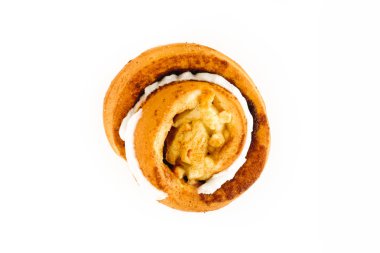 Beyaz bir Danimarka Elma Tarçın Pasta Top View