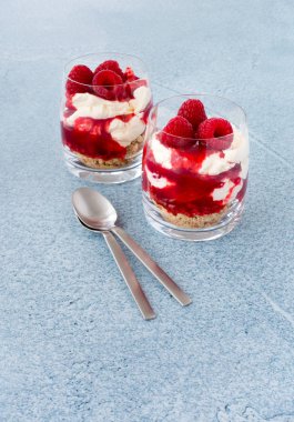 Mavi Arka Planda Gözlüklü Ahududu Tatlısı