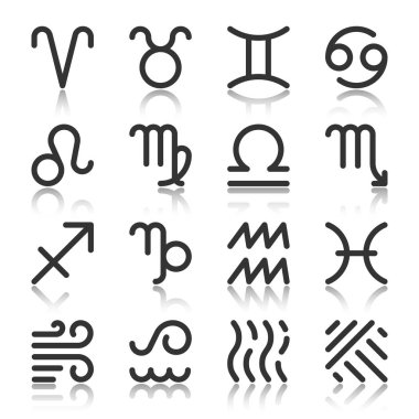Zodyak işaretleri siyah siluet simge seti