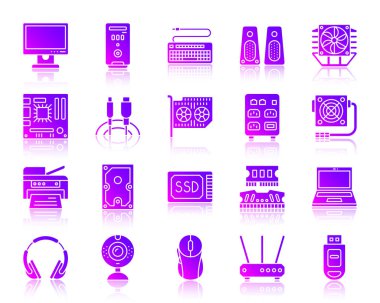 Bilgisayar ultraviyole siluet simgeler vektör set