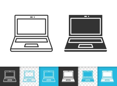 Dizüstü bilgisayar basit siyah çizgi vektör simgesi