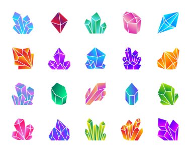 Kristal basit degrade simgeler vektör set