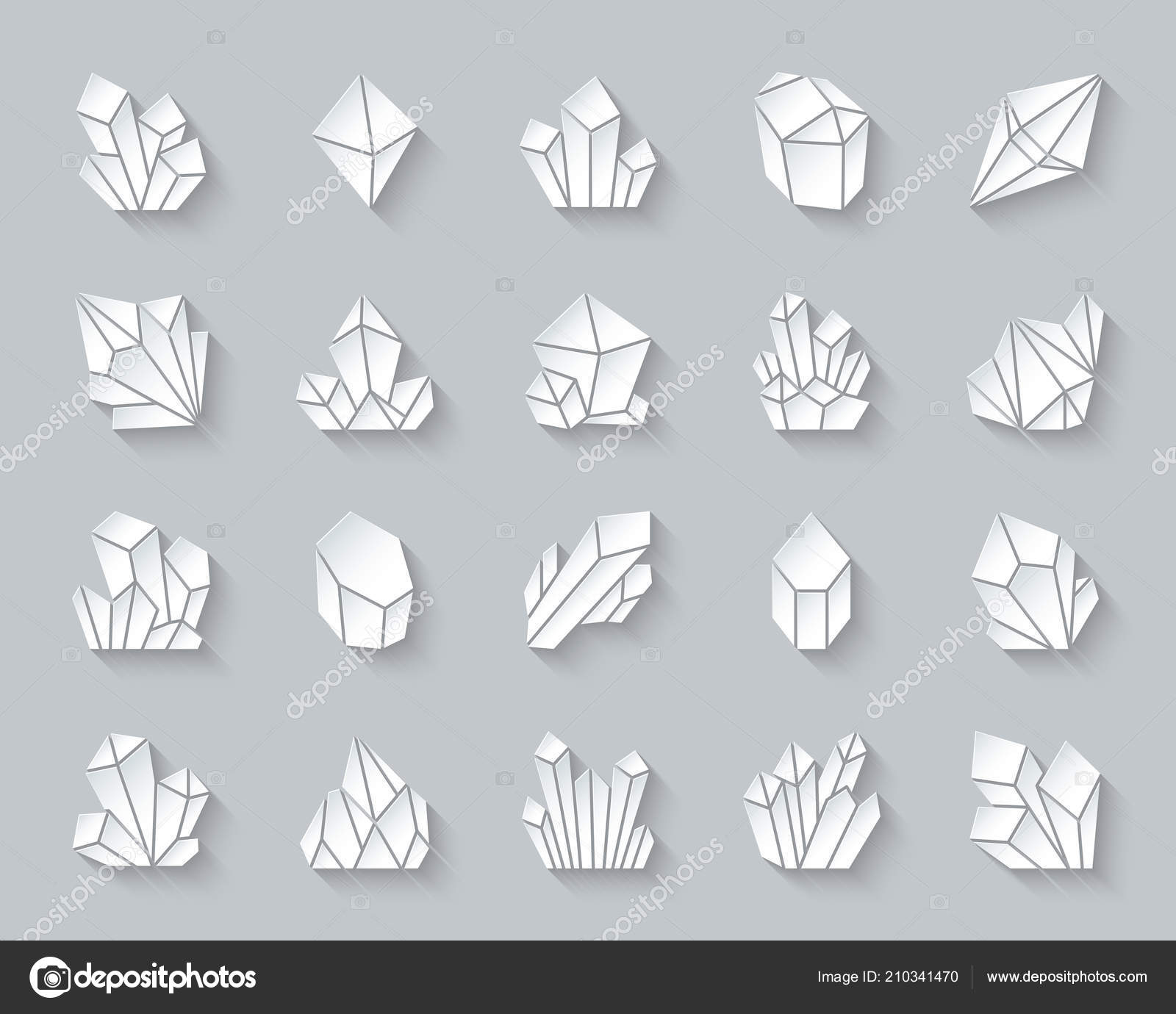 Crystal Simple Paper Cut Icons Vector Set Stock Vector C Suesse Crystal Simple Paper Cut Icons Vector Set Stock Vector C Suesse
