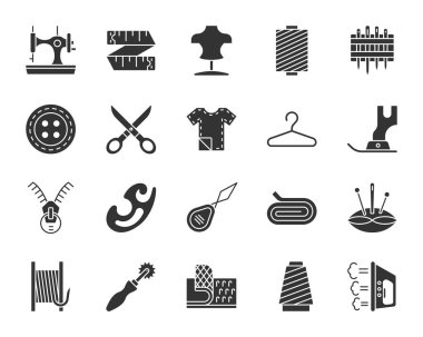 Siyah siluet simgeler vektör dikiş ayarla