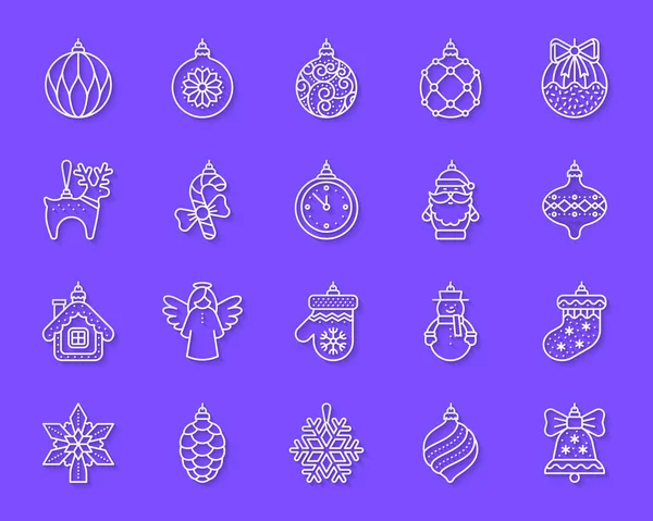 Tree Decorations simple paper cut icons vector set
