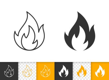 Basit alev şenlik ateşi siyah çizgi vektör simgesi ateş