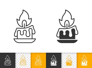 Mum alevi basit ateş siyah çizgi vektör simgesi