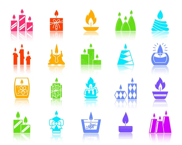 Candle Flame color silhouette icons vector set