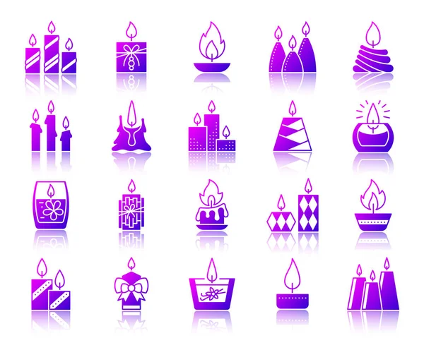 Candle Flame simple gradient icons vector set