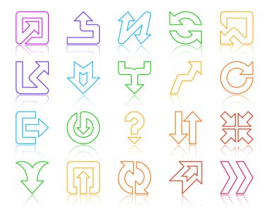 Ok düğmesi basit renkli simgeler vektör set