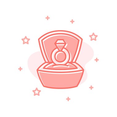 Yüzük kutusu düz tasarım önerisi vektör konsepti