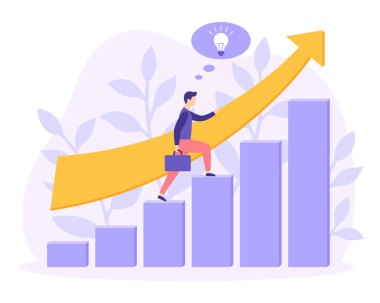 Kariyer büyüme başlangıç iş adamları düz vektör