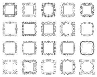 Metin kare kare basit siyah çizgi vektör seti