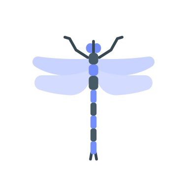 Yusufçuk böcek kanat tek düz vektör simgesi