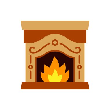 Şömine ateşi Noel 'i tek renk vektör simgesi