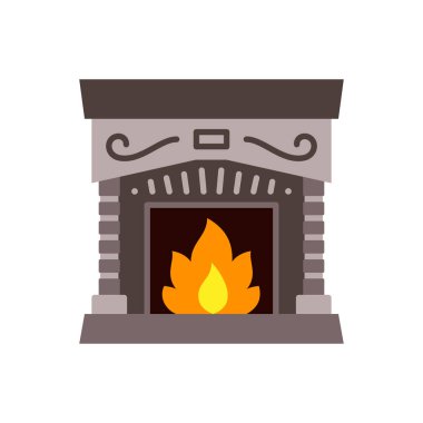 Şömine ateşi Noel 'i tek renk vektör simgesi