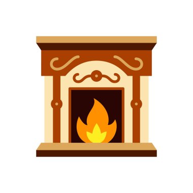 Şömine ateşi Noel 'i tek renk vektör simgesi