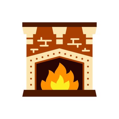 Şömine ateşi Noel 'i tek renk vektör simgesi