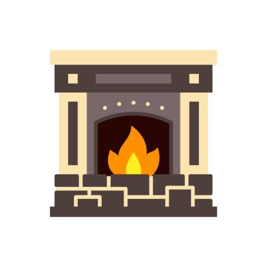 Şömine ateşi Noel 'i tek renk vektör simgesi