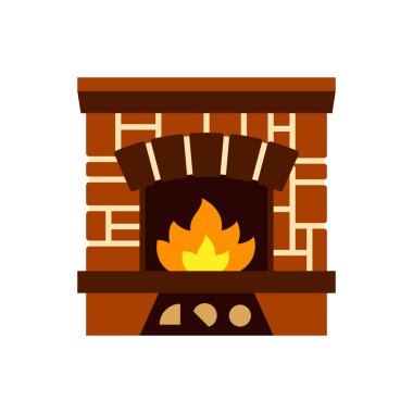 Şömine ateşi Noel 'i tek renk vektör simgesi