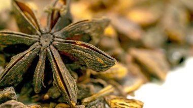 Isolated close up Star anise fruit with seed